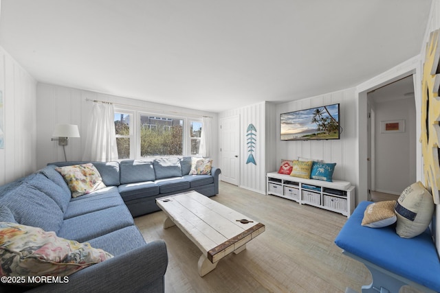 living area featuring light wood-style floors