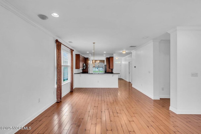 3 Marlborough Ct, Jackson, NJ 08527 - unfurnished living room featuring light wood-style floors, baseboards, ornamental molding, and recessed lighting