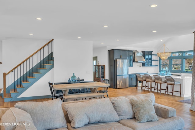 1417 Holmes Ave, Toms River, NJ 08753 - living room featuring recessed lighting, stairs, and light wood-style flooring