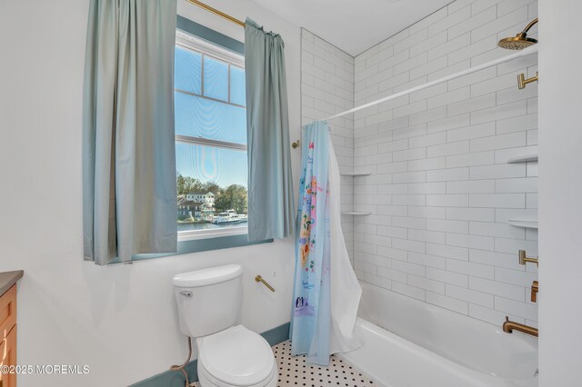 1417 Holmes Ave, Toms River, NJ 08753 - full bath with vanity, shower / bathtub combination with curtain, plenty of natural light, and toilet