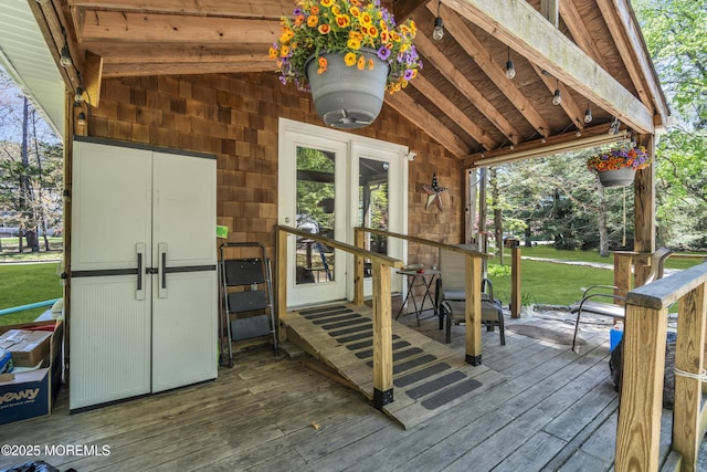 deck with a lawn