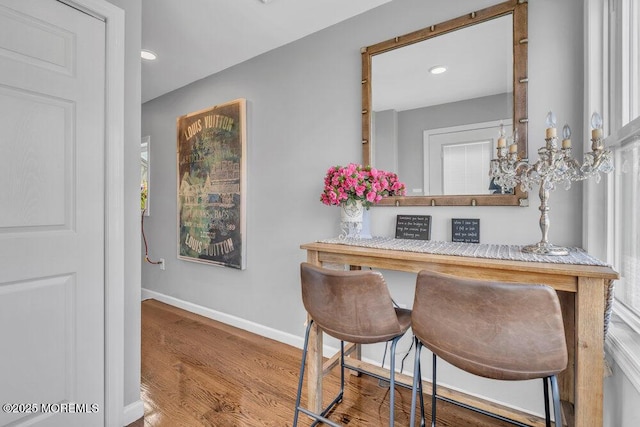 19 Gravelly Point Rd, Highlands, NJ 07732 - dining area with baseboards, wood finished floors, and recessed lighting