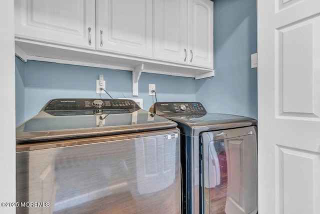 19 Gravelly Point Rd, Highlands, NJ 07732 - clothes washing area featuring cabinet space and independent washer and dryer