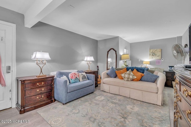 19 Gravelly Point Rd, Highlands, NJ 07732 - living area featuring beam ceiling and wood finished floors
