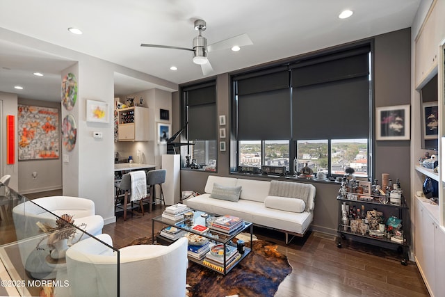 601 Bangs Ave Unit 908, Asbury Park, NJ 07712 - living area featuring recessed lighting, a ceiling fan, and wood finished floors