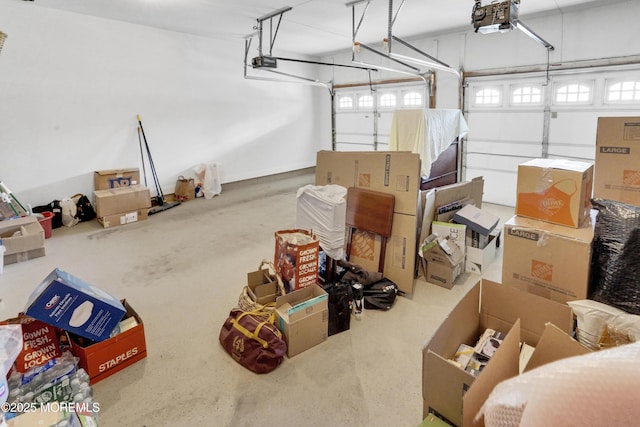 garage with a garage door opener