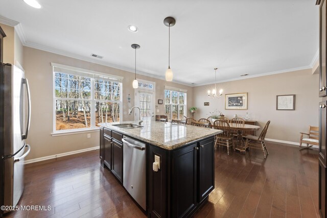 311 Newport Way, Little Egg Harbor, NJ 08087 - kitchen with baseboards, visible vents, a sink, and appliances with stainless steel finishes