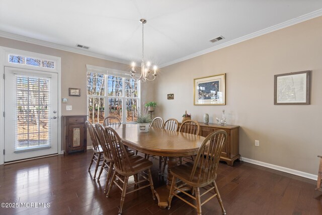 311 Newport Way, Little Egg Harbor, NJ 08087 - dining room featuring dark wood-type flooring, visible vents, and a notable chandelier
