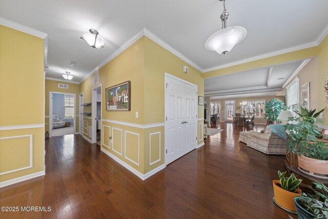 311 Newport Way, Little Egg Harbor, NJ 08087 - corridor with plenty of natural light, visible vents, ornamental molding, and wood finished floors
