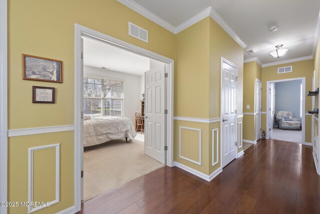 311 Newport Way, Little Egg Harbor, NJ 08087 - hallway featuring baseboards, crown molding, hardwood / wood-style floors, and visible vents