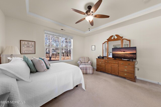 311 Newport Way, Little Egg Harbor, NJ 08087 - bedroom with light carpet, crown molding, visible vents, and a raised ceiling