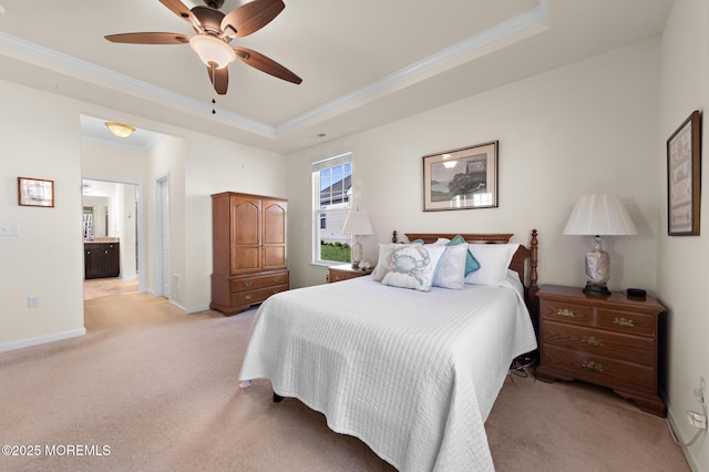 311 Newport Way, Little Egg Harbor, NJ 08087 - bedroom with a tray ceiling, crown molding, baseboards, and light carpet