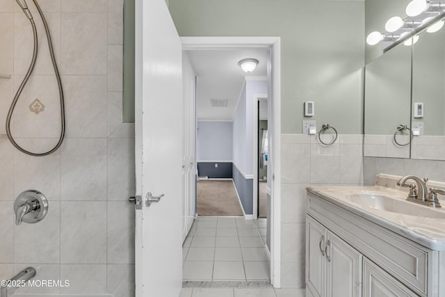 1237A Hamilton Ct, Lakewood, NJ 08701 - full bath featuring tile patterned floors, vanity, visible vents, and tile walls