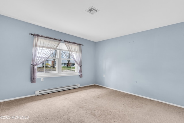 1237A Hamilton Ct, Lakewood, NJ 08701 - carpeted empty room with visible vents, baseboards, and a baseboard heating unit