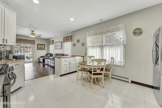 40 Isabella Dr, Manchester, NJ 08759 - dining area featuring recessed lighting, visible vents, baseboards, and ceiling fan