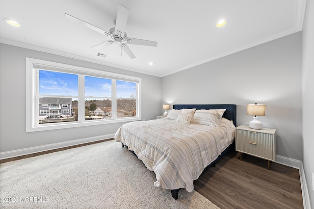 211 Pine Dr, Bayville, NJ 08721 - bedroom with crown molding, baseboards, and wood finished floors