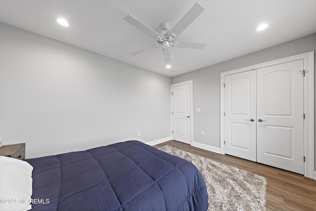 211 Pine Dr, Bayville, NJ 08721 - bedroom featuring wood finished floors, baseboards, and recessed lighting