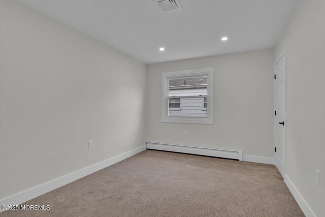 101 Torrey Pines Dr, Toms River, NJ 08757 - carpeted empty room featuring visible vents, baseboards, recessed lighting, and baseboard heating