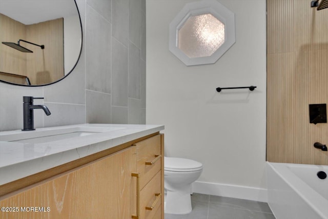101 Torrey Pines Dr, Toms River, NJ 08757 - full bath featuring shower / washtub combination, vanity, toilet, tile patterned floors, and baseboards