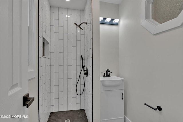 101 Torrey Pines Dr, Toms River, NJ 08757 - bathroom featuring tiled shower and a sink