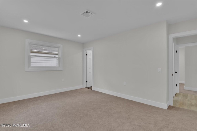 101 Torrey Pines Dr, Toms River, NJ 08757 - unfurnished room featuring visible vents, baseboards, recessed lighting, and light carpet
