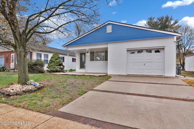 101 Torrey Pines Dr, Toms River, NJ 08757 - ranch-style home with concrete driveway, a garage, and brick siding