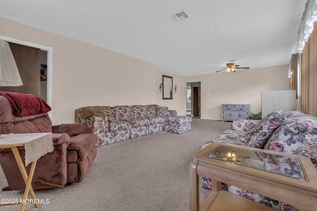 37 Scarborough Pl, Toms River, NJ 08757 - living area with visible vents, a ceiling fan, and carpet floors