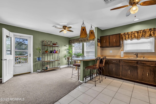 37 Scarborough Pl, Toms River, NJ 08757 - kitchen with plenty of natural light, visible vents, a sink, and ceiling fan