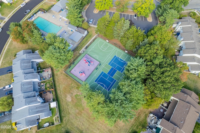 aerial view with a residential view