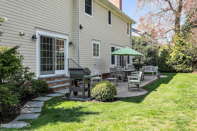 15 Monmouth Ave, Rumson, NJ 07760 - back of house with a patio area, a chimney, a yard, and entry steps