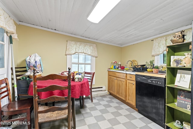 14 S Holmdel Rd, Holmdel, NJ 07733 - kitchen with light floors, dishwasher, crown molding, open shelves, and light countertops