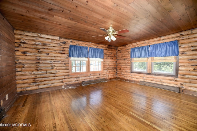 3297 Ridgeway Rd, Manchester, NJ 08759 - unfurnished room featuring wood ceiling, rustic walls, a ceiling fan, and wood finished floors