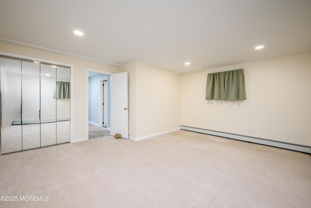 3297 Ridgeway Rd, Manchester, NJ 08759 - interior space with recessed lighting, a baseboard radiator, carpet, and baseboards