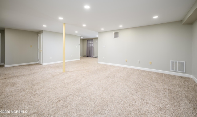 3297 Ridgeway Rd, Manchester, NJ 08759 - finished below grade area with visible vents, recessed lighting, and light carpet