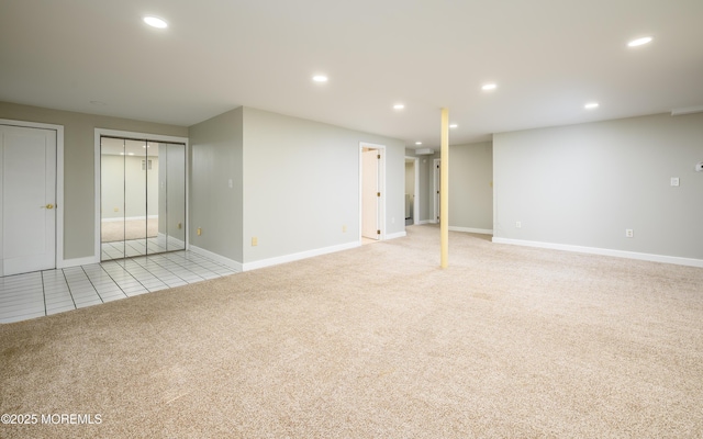 3297 Ridgeway Rd, Manchester, NJ 08759 - finished basement with baseboards, light carpet, and recessed lighting