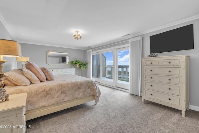 1540 Ocean Ave Unit 15, Sea Bright, NJ 07760 - bedroom featuring light carpet, crown molding, and access to outside
