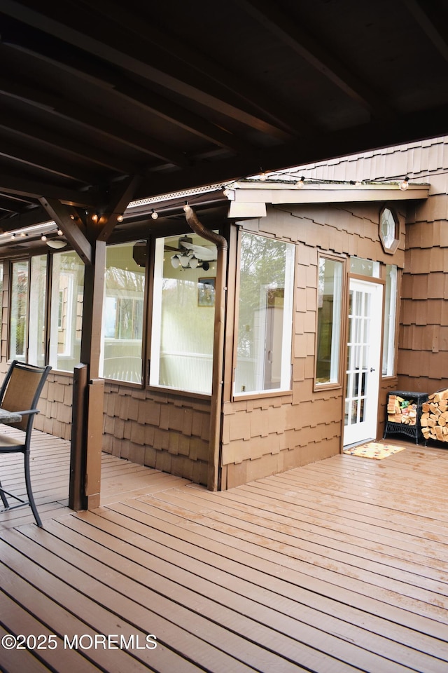 wooden deck with french doors