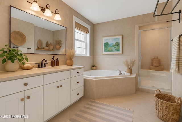 258 Rolling Meadows Blvd N, Ocean Twp, NJ 07712 - full bathroom with tile patterned floors, vanity, a bath, and a stall shower