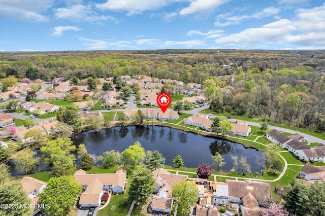 83 Parkway Dr Unit E, Freehold, NJ 07728 - drone / aerial view with a residential view, a view of trees, and a water view