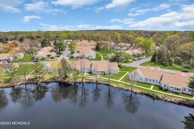 83 Parkway Dr Unit E, Freehold, NJ 07728 - birds eye view of property featuring a residential view, a water view, and a forest view