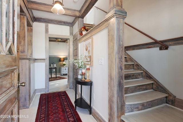 stairway with baseboards