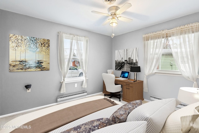 1 Adams Ct, Whiting, NJ 08759 - home office with a ceiling fan and baseboard heating