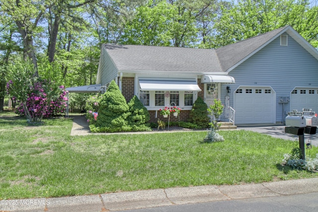 13 Swift Cir Unit A, Whiting, NJ 08759 - view of front of house with an attached garage, a front lawn, roof with shingles, and brick siding