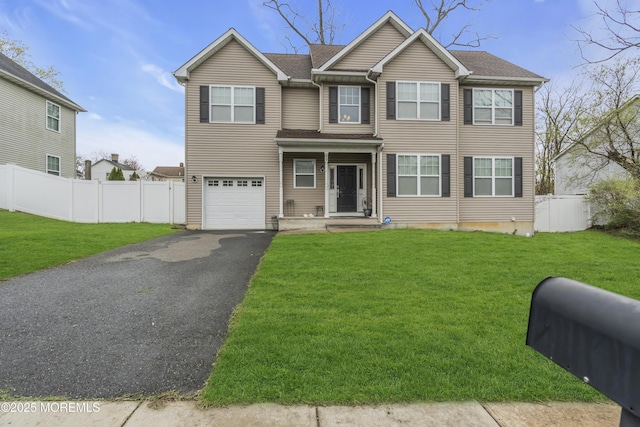 89 Orchard St, Freehold, NJ 07728 - view of front of house with driveway, a front lawn, fence, and an attached garage