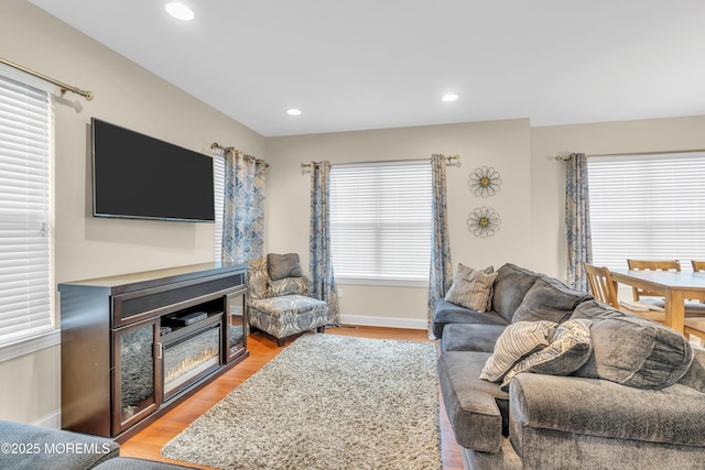 89 Orchard St, Freehold, NJ 07728 - living room featuring baseboards, recessed lighting, and light wood-style floors