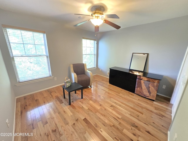 3 Great Beds Way S, Amboy, NJ 08879 - sitting room with light wood-style flooring, ceiling fan, and baseboards