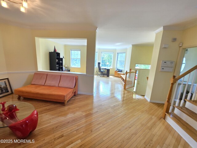 3 Great Beds Way S, Amboy, NJ 08879 - living area featuring crown molding, light wood-style flooring, and baseboards