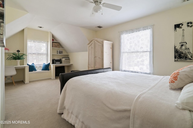 1427 Summit Ave, Toms River, NJ 08753 - bedroom with light carpet, vaulted ceiling, and ceiling fan
