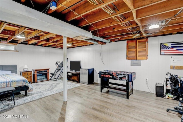basement featuring wood finished floors