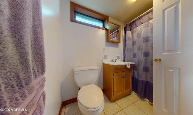 18 Forest Valley Dr, Toms River, NJ 08755 - full bathroom featuring vanity, tile patterned floors, toilet, baseboards, and a shower with shower curtain